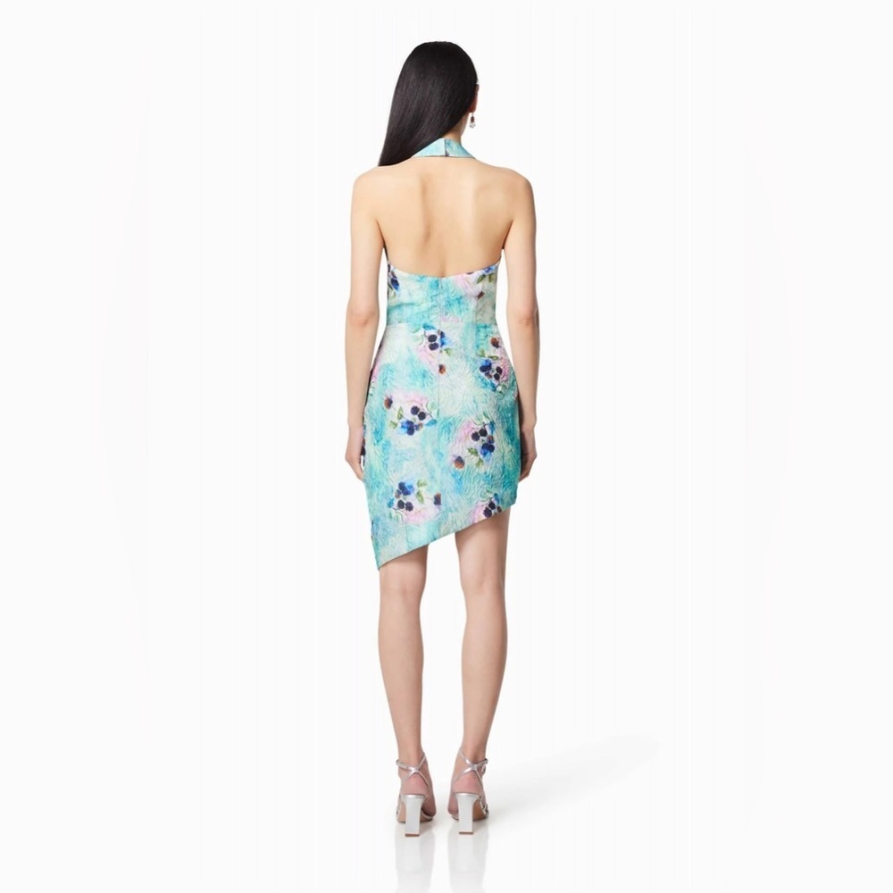 Elliatt Vixen Halter Mini Dress	in Green Blue Multi Size Small - Picture 4 of 11